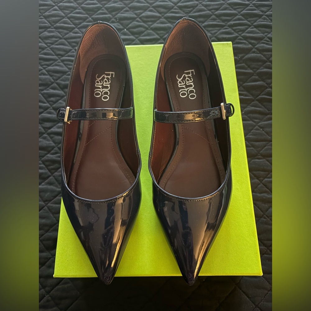 Franco Sarto Black Patent Leather Heels